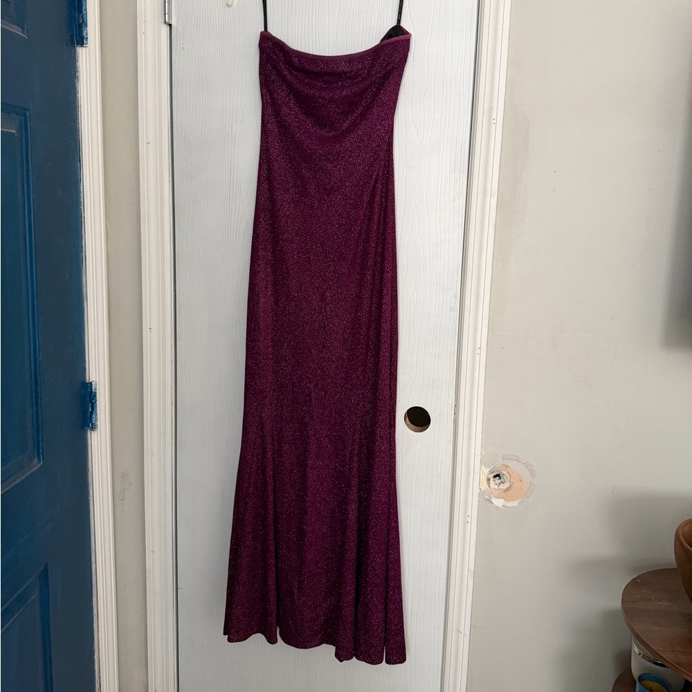 Jessica McClintock GUNNE SAX Strapless Magenta Dress GLITTER